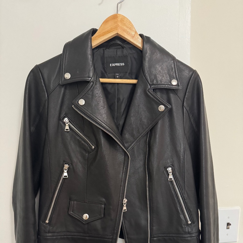 Express Genuine Leather Moto Jacket – Like New, Worn Once